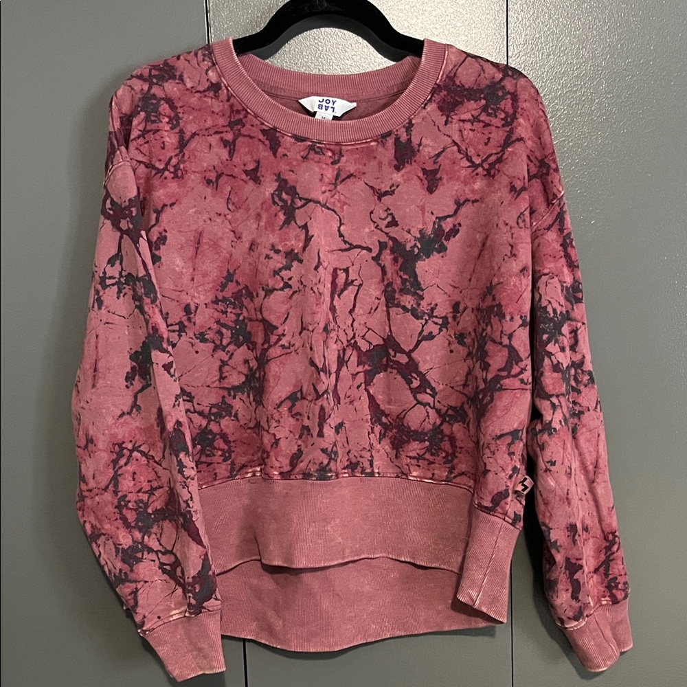 Joy Lab Pink and Black Tie-Dye cropped Sweatshirt